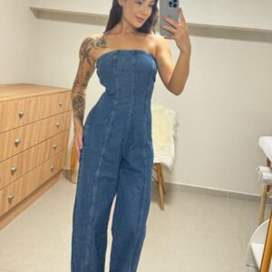 Macacão pantalona  jeans