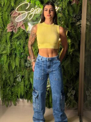 Calça cargo 4 bolsos