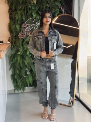 Jaqueta jeans grafite