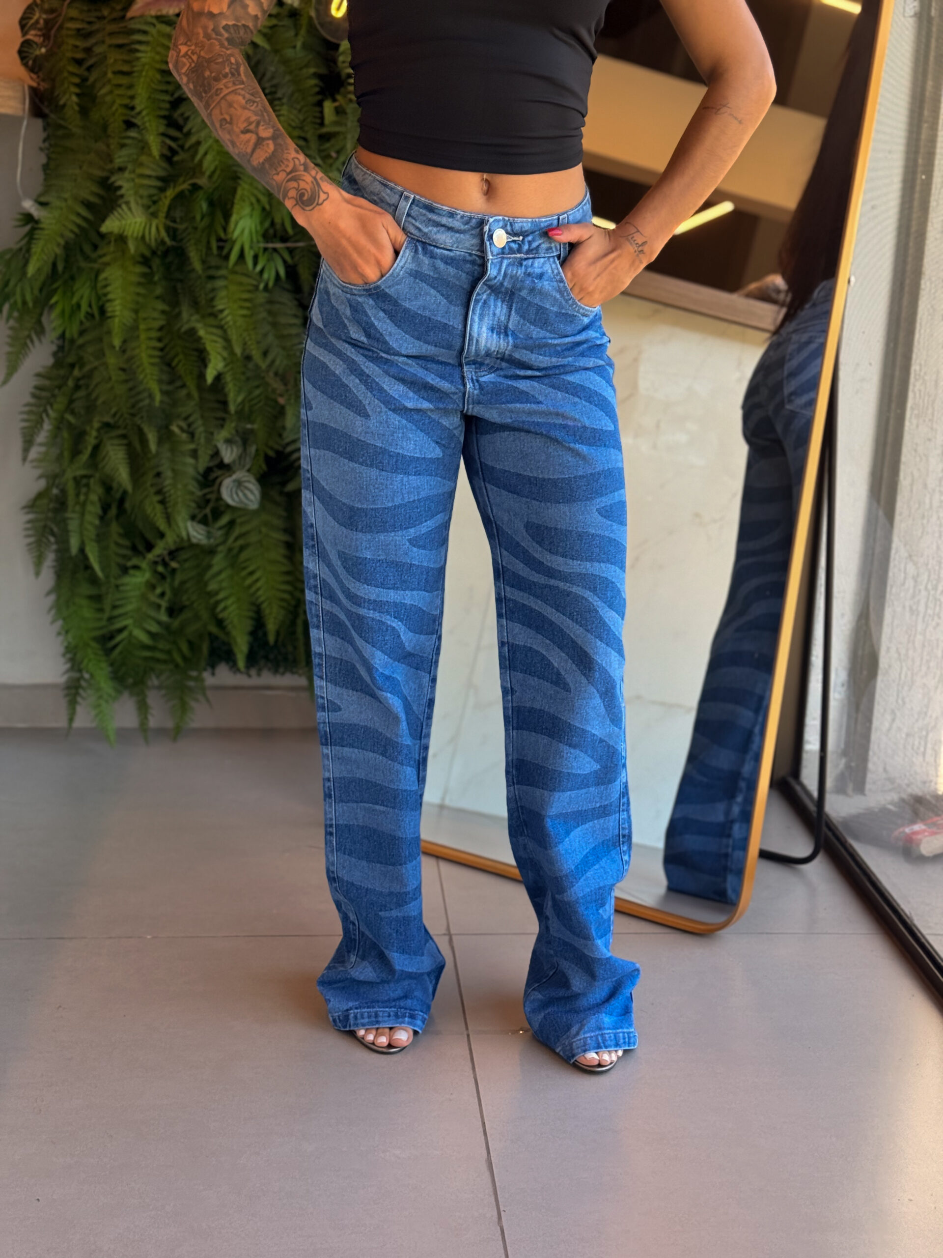 CALÇA ZEBRADA JEANS